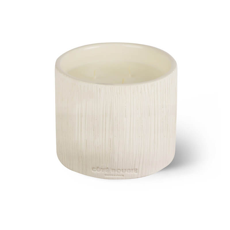 Bougie Striée Blanche, Différentes tailles | Côté bougie – Image 2