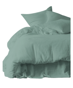 Housse de Couette Gaze de Coton Céladon DILI, 240x220cm | Haomy